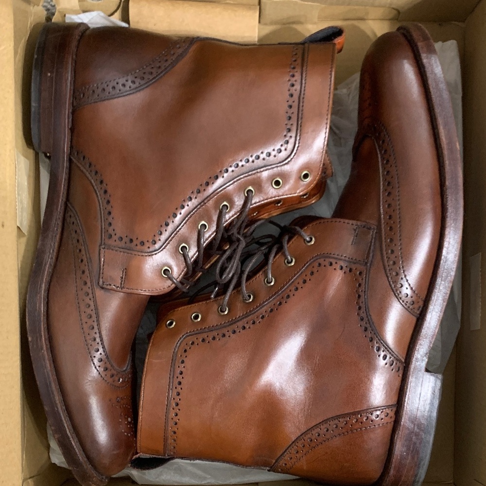 Men's Brown Leather Brogue Boots
